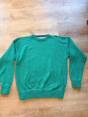 Vintage Field Gear 100% Cotton Green Knit Crewneck Pullover Sweater Mens Size M